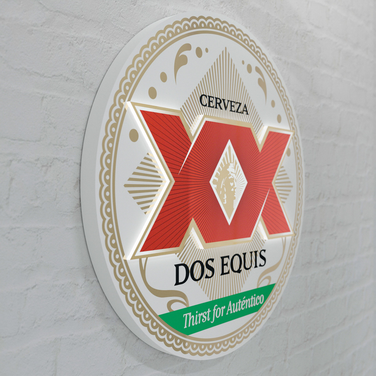 Dimensional Dos Equis wall sign